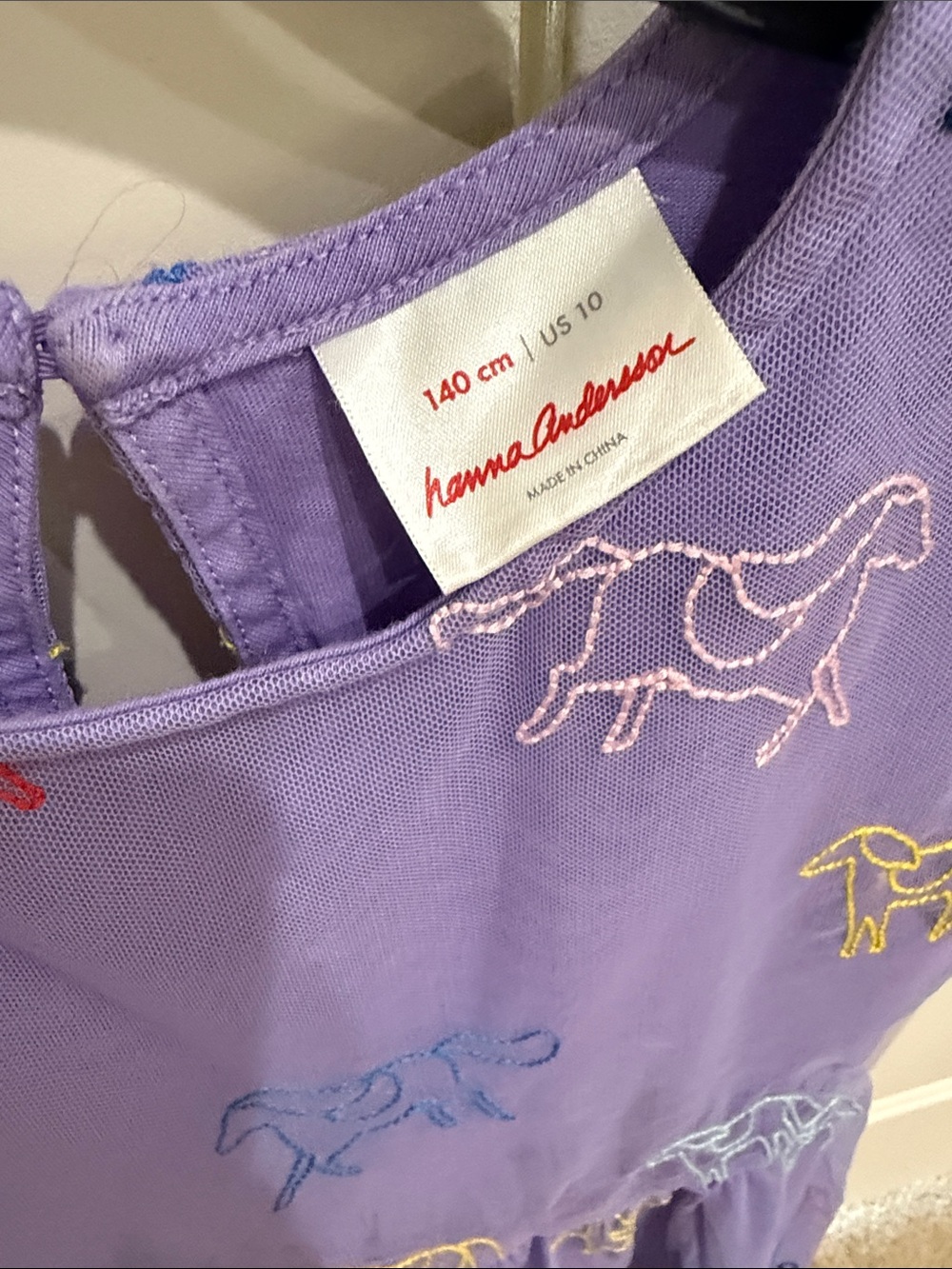 Hanna Andersson Lavender Dress with Multicolor Horse Embroidery - Picture 2 of 3